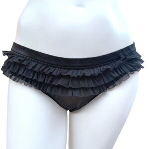 Pussycat Dolls La Senza Ruffled Mesh Panties Black‎ Bow Pinup Burlesque Y2K XL